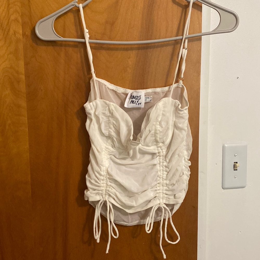 Princess Polly White Ruched Satin Crop Top